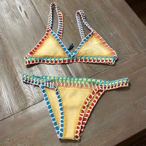KIINI yellow multi color women’s bikini size S